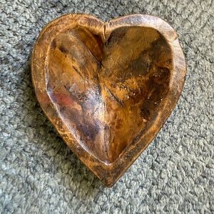 Hand carved wooden heart shaped bowl